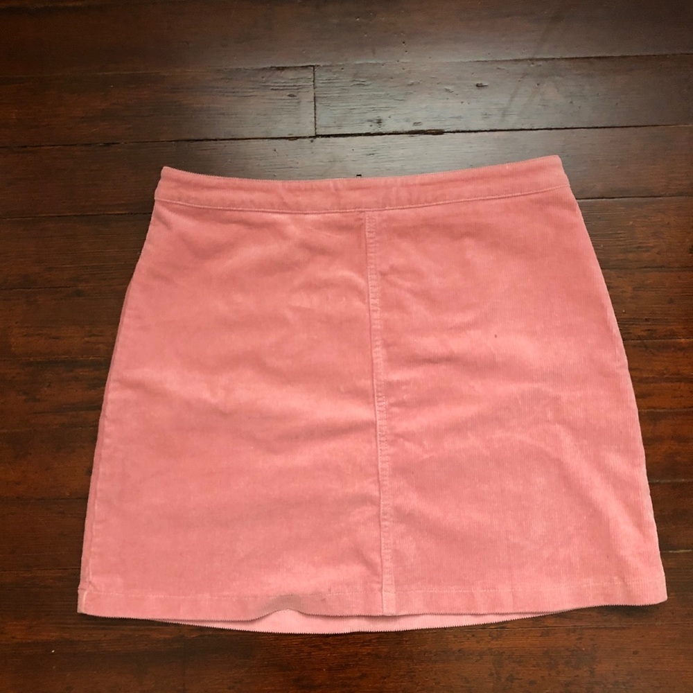 Pink corduroy mini skirt